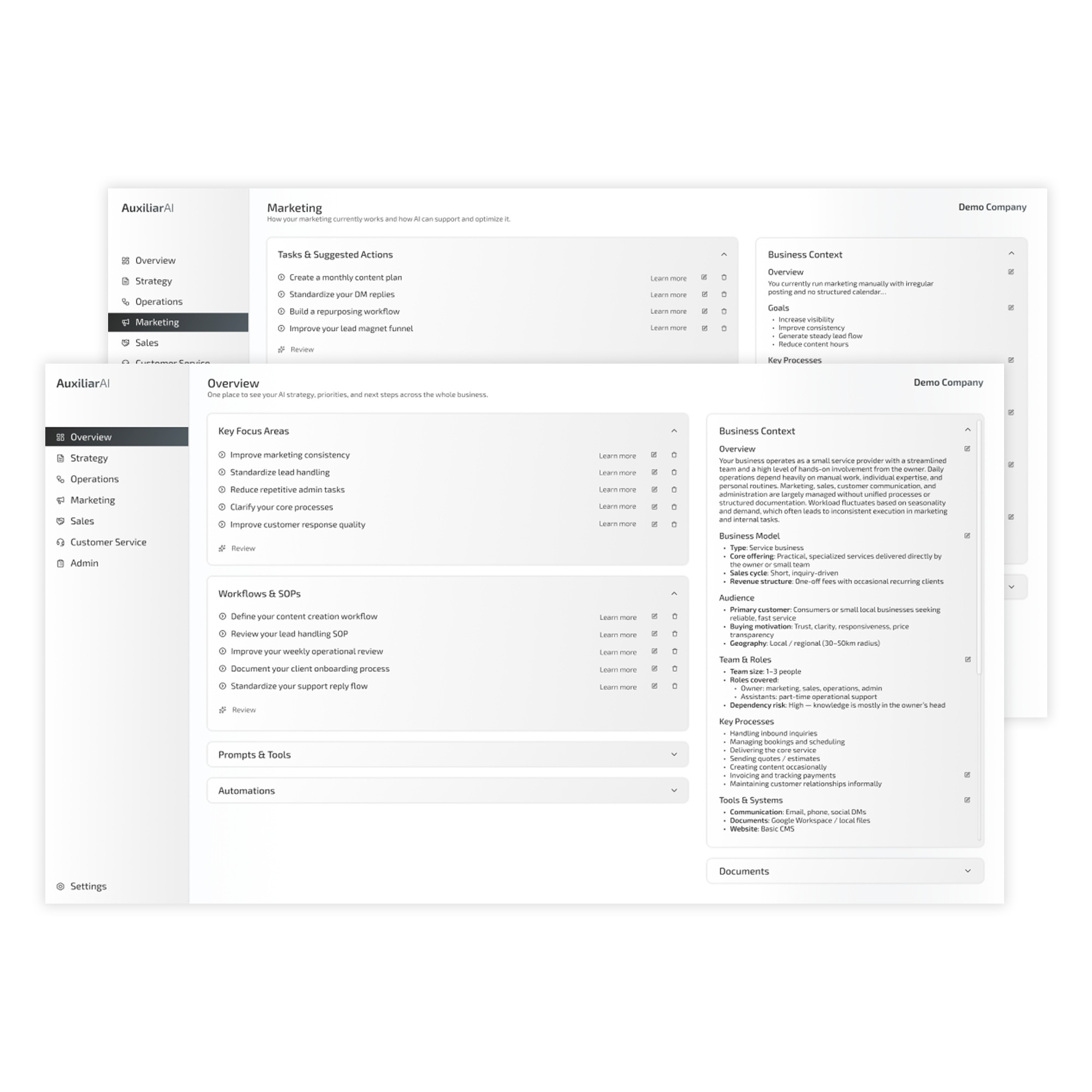 AuxiliarAI dashboard preview
